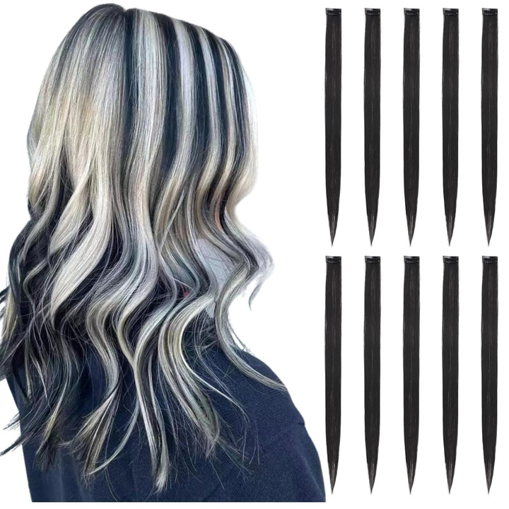 Pink Hair Extensions Clip In, 22 Inch 10 Pcs Long Straight Colored, for Kids Girls Women Highlight Party, Synthetic