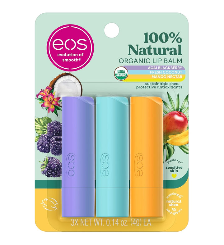 100% Natural & Organic Lip Balm Sticks - Vanilla Bean, All Natural Lip Balm, All-Day Moisture, Dermatologist Recommended, 0.14 Oz, 2-Pack