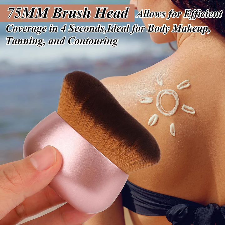 75MM Extra Large Self Tanner Kabuki Makeup Brush – Ultra Soft Dense Vegan Bristles for Body Makeup, Bronzer & Foundation–Applies Tanning Mousse, Lotion & Self Tanner–Rose Gold, Wet & Dry