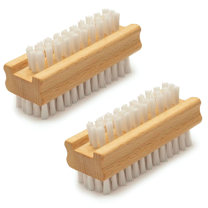Non-Slip Wooden Two-Sided Hand and Nail Brush. Fingernail Brush for Nail Cleaning and Scrubbing. Heavy Duty Stiff Nail Brush for Travel. Mechanic Hand Scrub Brush with Molded Grip.