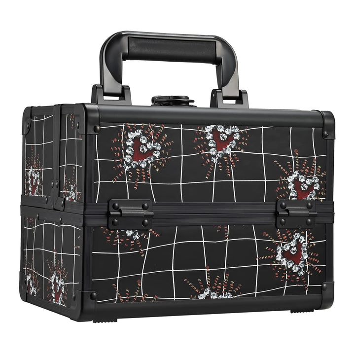 Makeup Train Case Makeup Case Organizer Portable Cosmetic Box Storage with 2 Trays Mirror Locking Make up Travel Case for Nail Kits Cosmetics Craft Traveling Makeup Box Mermaid Pink