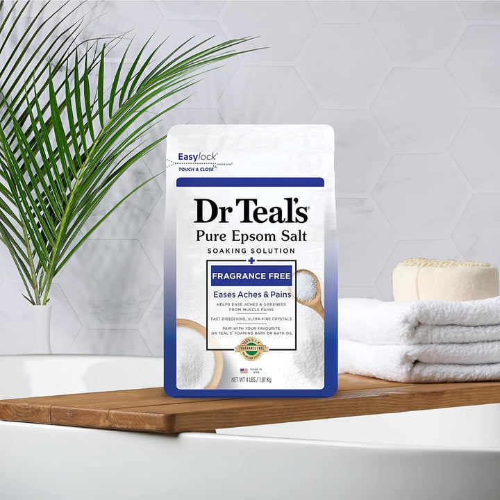 Epsom Salt Magnesium Soak, Fragrance Free, 4 Lbs