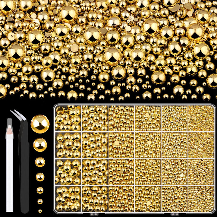 13000Pcs Flatback Pearls for Crafting (White), Assorted Size 2/3/4/5/6/8/10Mm Half Pearl Bead Gems with 3Pcs 10Ml B7000 Jewelry Glue, Bedazzling Kit for Crafts Shoes Graduation Cap Nail Art