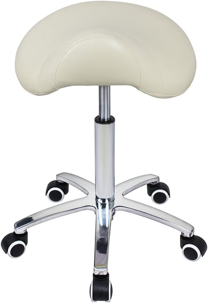 Saddle Stool Rolling Chair for Medical Massage Salon Kitchen Spa Drafting,Adjustable Hydraulic Stool with Wheels (Without Backrest, Black)