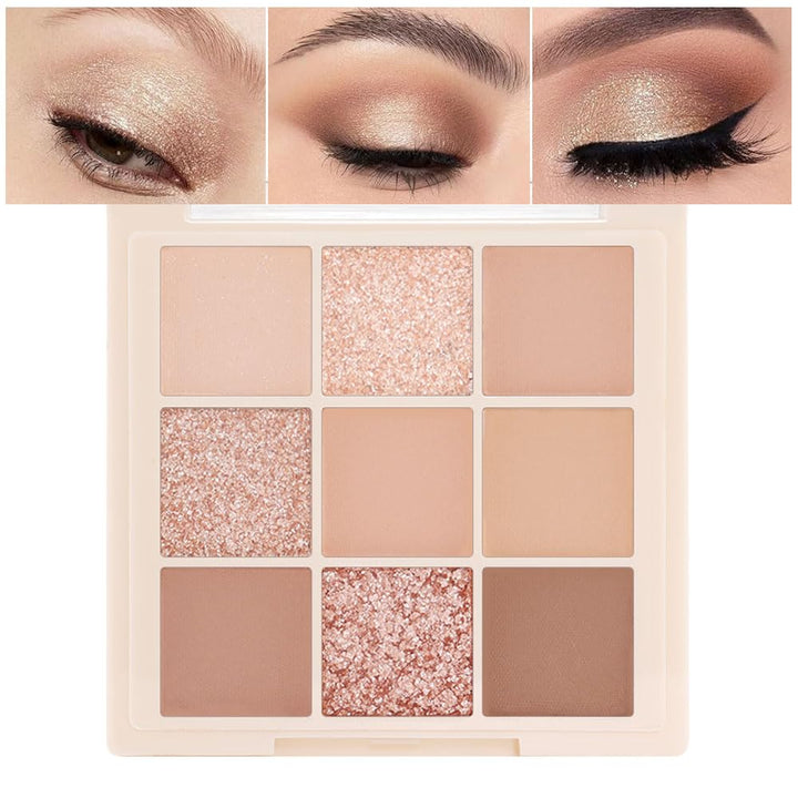 Neutral Nude Brown Smokey Eye Shadow Palette,Rose Gold Bronze Naked Cream Eyeshadow Palette Makeup,Natural Eyeshadow for Eyes Long Lasting Naturing-Looking