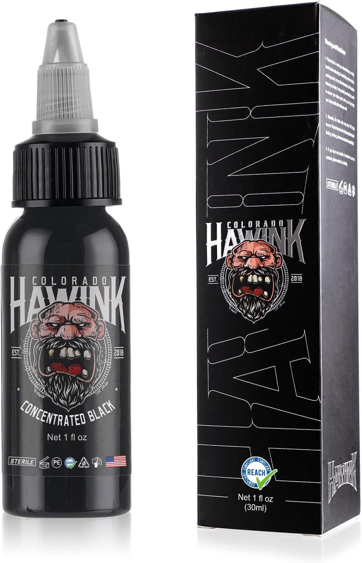 Black Tattoo Ink 1 Oz (30Ml) Vegan-Friendly USA Standard Pigment Tattoo Supplies Concentrated Black TI203-30-002