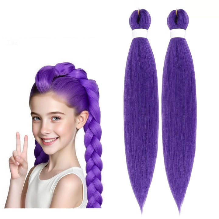 Purple Braiding Hair, Rumi Hair Extensions Purple, Long Rumi Wig Hair Extensions for Braids, Synthetic Crochet Braiding Twist Hair Halloween Costume Cosplay (24IN)