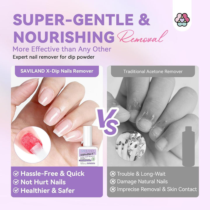 Dip Powder Remover 2 Pcs: Professional Dip Nail Remover Kit Gentle & Safe Remove Dip Nails with Cuticle Oil Nail File Tools No Need Soaking or Wrapping 0.5 Floz Home Use