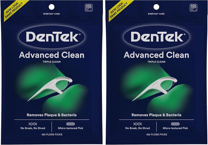 Triple Clean Advanced Clean Floss Picks, No Break & No Shred Floss, 150 Count, (Packaging May Vary)