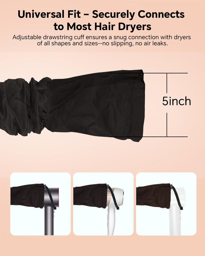 Hair Dryer Bonnet Attachment – 28.5" XL Hooded Dryer Cap for Faster Drying & Deep Conditioning, Extra-Large Space Fits Thick, Curly Hair & Styling Tools (Black, Extra Large)