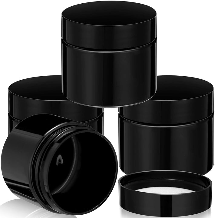 4 Pieces round Wide-Mouth Leak Proof Plastic Container Jars with Lids for Travel Storage Makeup Beauty Products Face Creams Oils Salves Ointments DIY Making(1 Ounce,White)