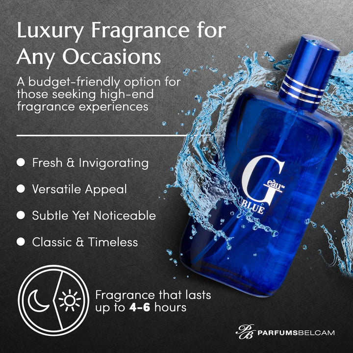 G Eau Blue Eau De Toilette Spray – Men’S Cologne, Long-Lasting Summer Fragrance for Men and Teen Boys, Perfume Para Hombre – 3.4 Fl Oz – Fresh Blue Scent