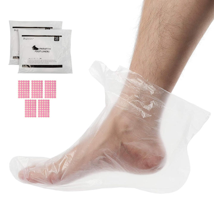 Paraffin Bath Liners for Foot, 200 Counts Plastic Foot Covers, Booties for Feet Thermal Foot Liners, Foot Protectors with 200 Stickers for Snug Closure, Wax Thera-Py Foot Bags