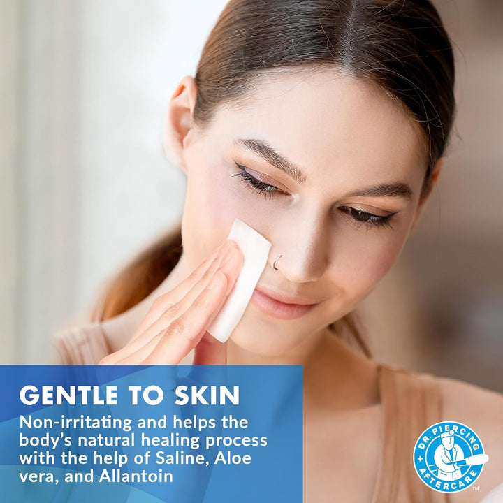 Wipes – Piercing Aftercare | Saline Solution for Piercings - Keloid Bump Ear Piercing Cleaner – Ears Lips Belly Nose Piercing Bump - Piercing Hole Cleaner (50 Count)