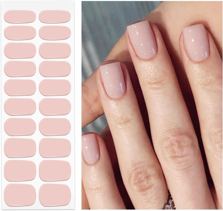 Semi Cured Gel Nail Strips | Gel Nail Stickers with UV Light Required | Salon Quality, Easy Application and Removal（Pink Ombre）