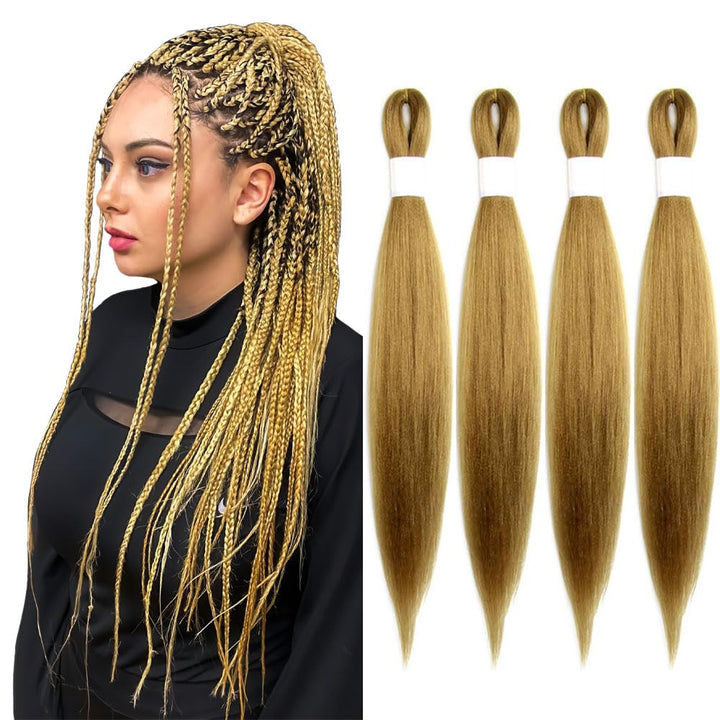 Purple Braiding Hair 20 Inch Pre Stretched Hair Long Straight Crochet Braids Yaki Texture Synthetic Fiber 4 Packs (Dark Purple)