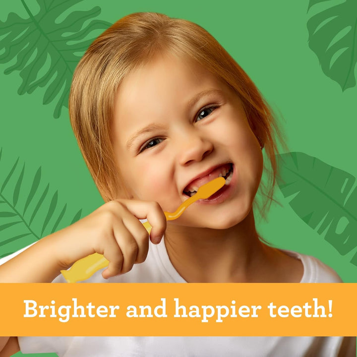 Kids Toothbrush with Suction Cup & Fun Animal Designs - Soft Bristles for Healthy Gums- Non-Slippery & Mess-Free Toothbrush, 3+ Age- 4 Count