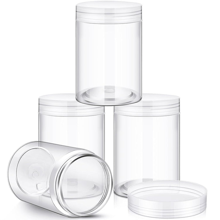 4 Pieces round Wide-Mouth Leak Proof Plastic Container Jars with Lids for Travel Storage Makeup Beauty Products Face Creams Oils Salves Ointments DIY Making(1 Ounce,White)