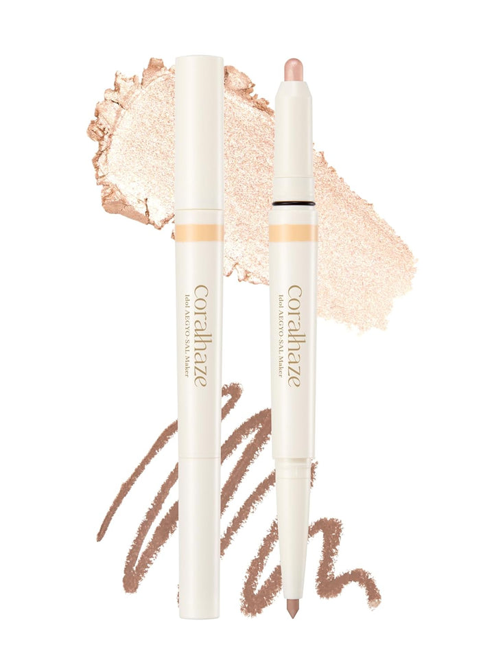 Idol AEGYO-SAL Maker 01 Champagne Beige, 2-In-1 Under-Eye Highlighter and Contour Liner for Bright, Voluminous Eyes, Long-Lasting, Smudge-Proof Shimmer Stick with Natural Glow, Korean Beauty