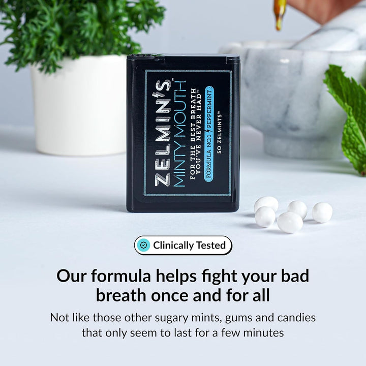 Minty Mouth Breath Freshener - (3 Pack) Long Lasting Bad Breath Treatment for Adults, Instant Freshness Helps with Dry Mouth, Natural Breath Mints for Travel, Alcohol-Free, Keto, Gluten-Free