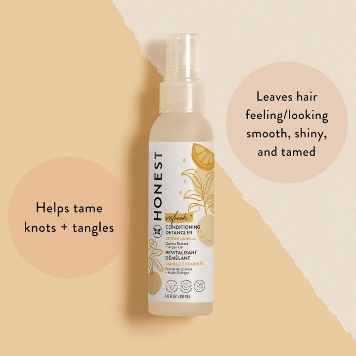 Conditioning Hair Detangler, Tear-Free Hypoallergenic Leave-In Conditioner and Fortifying Spray, Citrus Vanilla Refresh, 4 Fl Oz