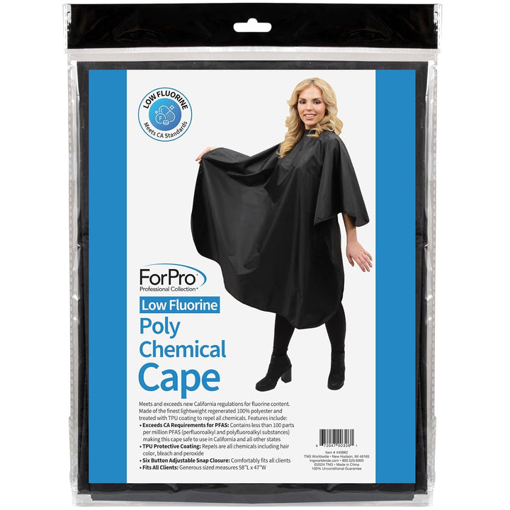 Forpro Low Fluorine Makeup Cape, Professional Mid-Length Beauty Cape with Adjustable Velcro Closure, 27.5" X 30", Black
