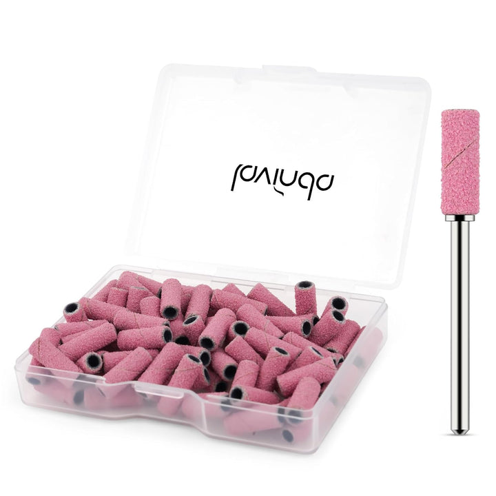 Small Sanding Bands Nail Drill Bit, 80 Piece Extra Fine Sanding Bands for Nail Drill with 3.1Mm Mandrel Bit for Acrylic Nails Gel Removing Shaping Polishing Nail Salon Use (240 Grit, Pink)