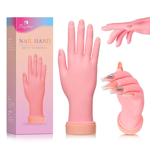Nail Practice Hand for Acrylic Nails, Mannequin Hand for Nails Practice, Flexible Bendable Fake Hand Manicure Nail Practice Hand 1Pcs