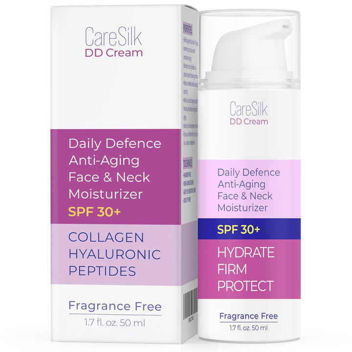 DD Cream Face Moisturizer SPF 30+ – Daily Defense with Hyaluronic Acid, Collagen & Peptides – Lightweight, Fragrance-Free, Reef Safe – 1.7 Fl Oz (1.7, Women)