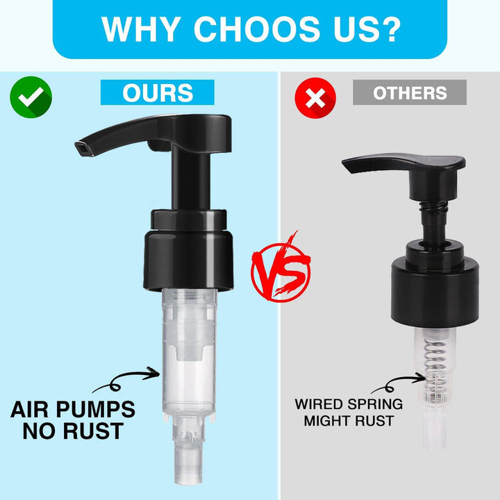 4-Pack Shampoo Pump for Liter 33.8 Oz Shampoo and Conditioner Pump Dispenser Fits Most Salon Bottles with 1-Inch Wide Opening, Black & White Replacement Pump Top for Soft Hair Product,Body Wash,Lotion