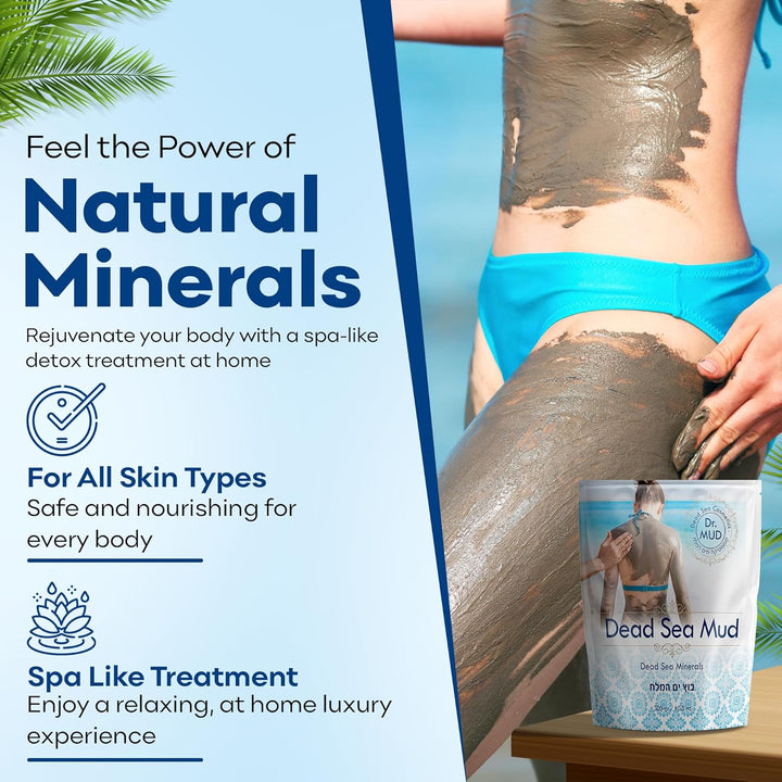 Dr. Mud'S Dead Sea Mud Body Mask from Israel, 10.5 Oz – Black Clay Body Treatment with Natural Dead Sea Minerals Deep Cleansing Skin & Beauty Mask – Skin Care Detox Product for Men & Women