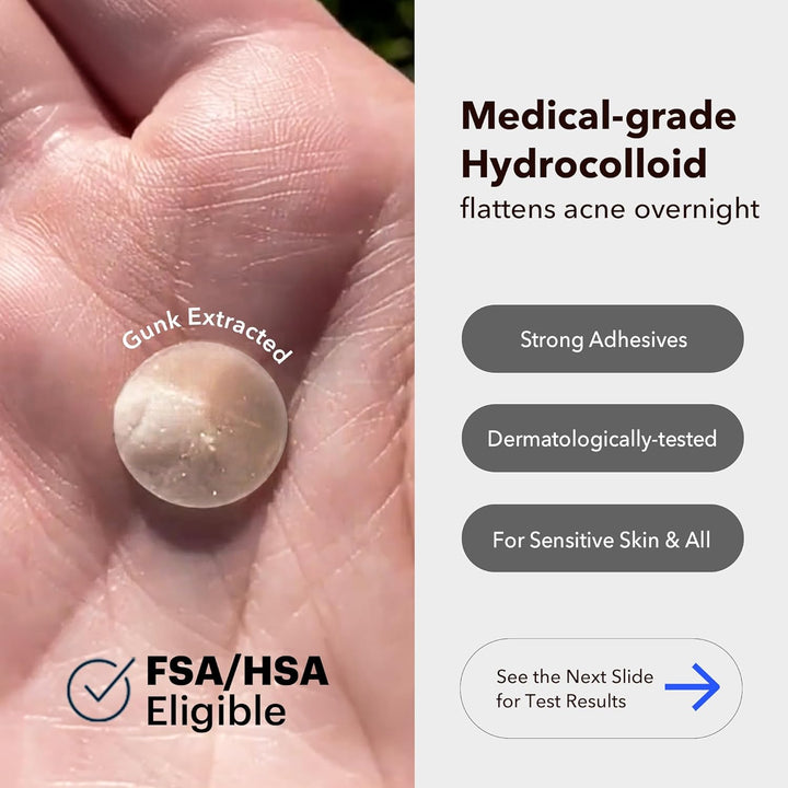 Acne Cover Patches, Eligible Hydrocolloid Pimple Patches for Face with Tea Tree Oil, Korean Skincare Zit Patches for Face | HSA Store Eligible Items | Vegan, Cruelty-Free