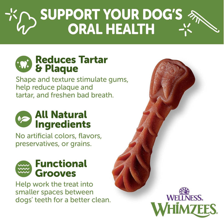 WHIMZEES  Brushzees Dog Dental Treats, Natural Chews, Extra Small Size Stick, (48 Count)