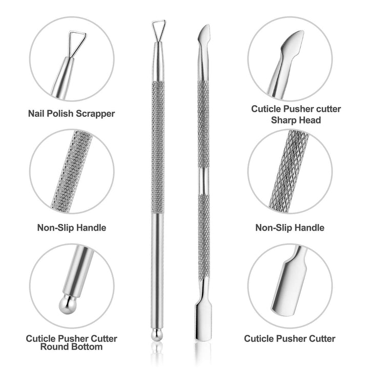 Professional Stainless Steel Nippers, Cutter Clippers, Cuticle Remover, Trimmer with Pusher, Pedicure Manicure Tools for Fingernails and Toenails, Sliver