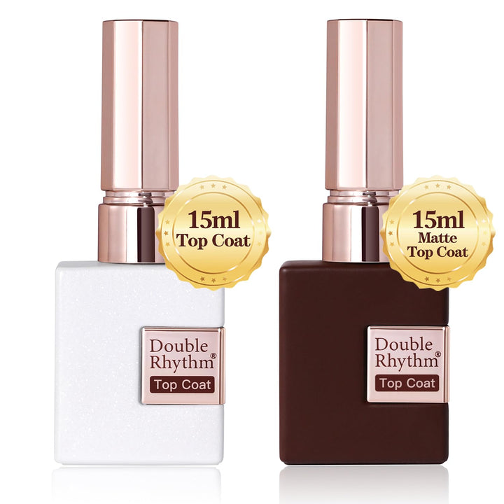 2 Pcs 15ML No Wipe Gel Top Coat and Base Coat Set Clear Glossy Gel Polish Kit Soak off LED (Base and Top Coat)