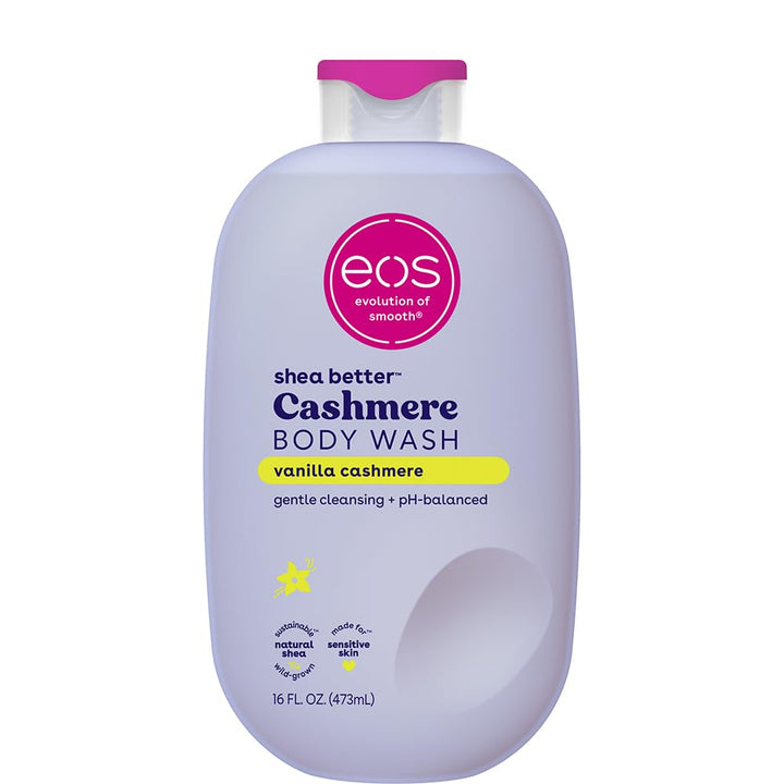 Shea Better Cashmere Body Wash, Vanilla Cashmere, Moisturizing, Ph Balanced Body Wash, Creamy Gel Formula, Paraben & Phthalate Free, Sensitive Skin, 16 Fl Oz