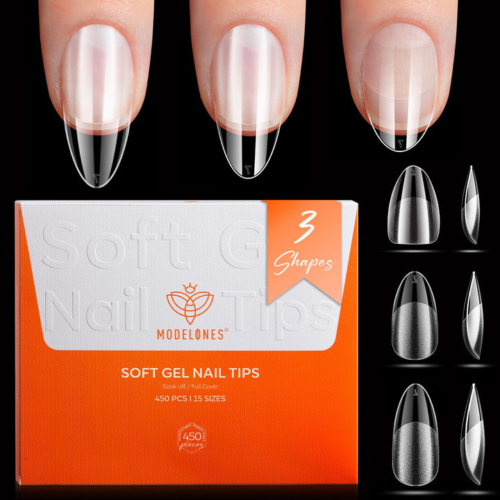 Gel Nail Kit Almond, Upgrade 15Sizes Fake Nails, 9-In-One Glue Dehydrator & Mini U V Light Clipper, 510Pcs Medium Almond Press on Tips for Extension DIY Salon Home Gift