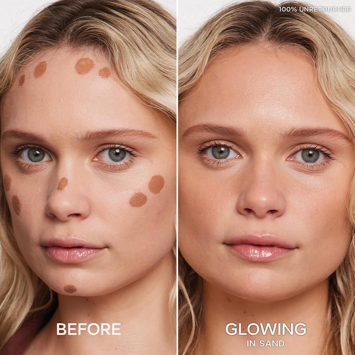 Dew Bronze - Hydrating Liquid Bronzer Stick for a Sun Kissed Glow - Liquid Contour Stick Infused with Nourishing Skin Care Ingredients - Sculpted Face Makeup Essential - Sand (0.4 Oz)