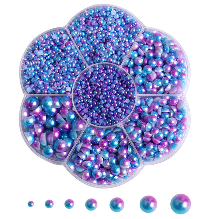 5800 Pcs Half Pearls for Crafts, Flatback Pearls for Artwork Making, DIY Rhinestones Accessory Nail Art, Face Gems Jewels Flat Back Craft Pearls - White