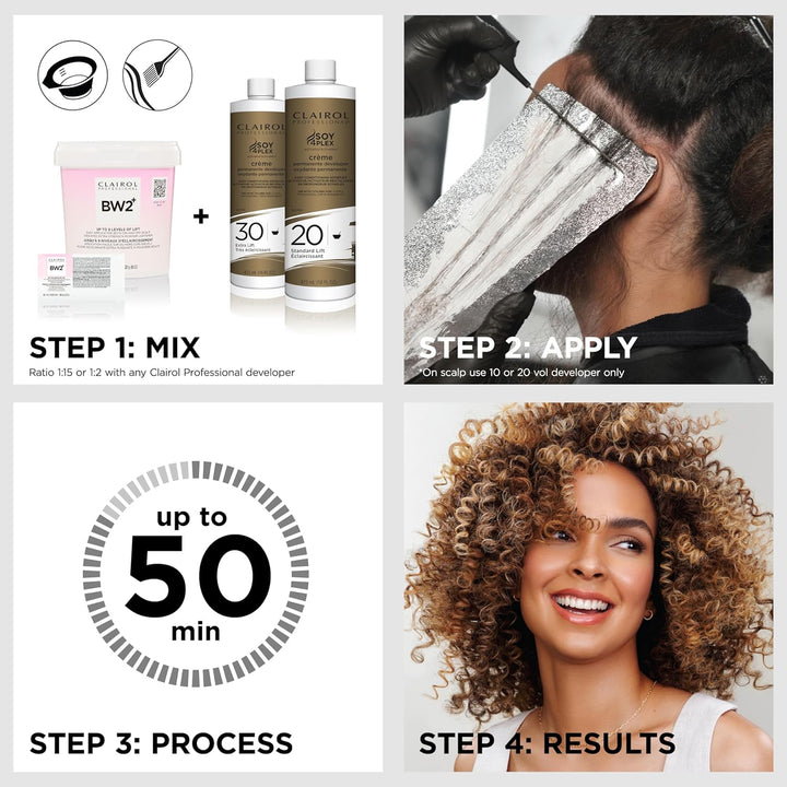 BW2+ Extra Strength Powder Lightener, up to 9 Levels of Lift for Hair Highlights & Lightening