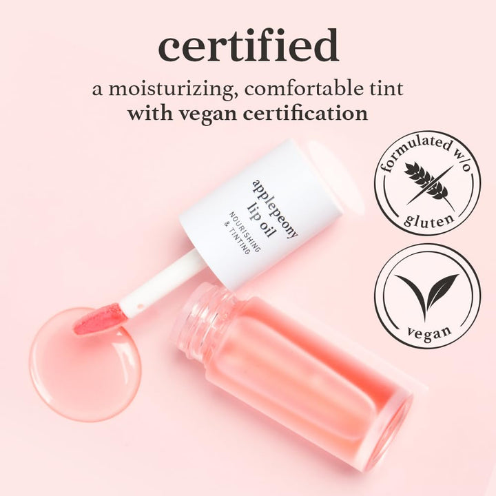 Korean Lip Oil - Applepeony | Long-Lasting, Moisturizing, Plumping, Revitalizing for Dry Lips, Waterproof, No Peel Off, Hydrating, Nourishing Crystal Clear, 0.12 FL Oz