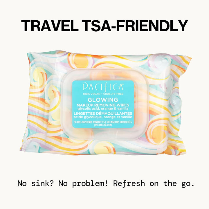 Makeup Remover Face Wipes - Daily Facial Cleansing & Exfoliating Towelettes - Biodegradable - Organic - W/ Gycolic Acid - Clean Beauty Vegan & Cruelty-Free Dermatologist Tested 30 Count