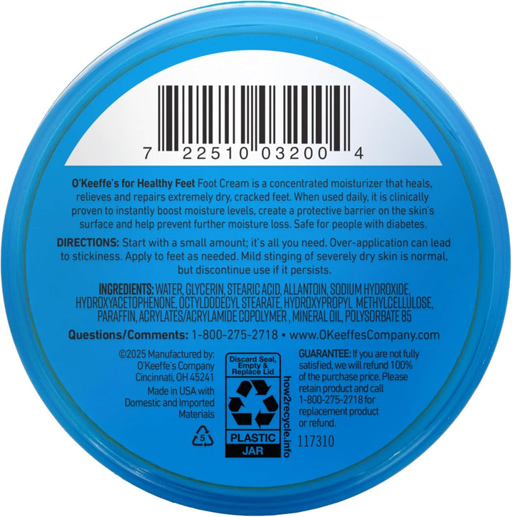 for Healthy Feet Foot Cream - 3.2 Oz Jar (1 Pack) - Guaranteed Relief for Extremely Cracked, Dry Feet, Repairing Skincare, Instantly Boosts and Retains Moisture Levels