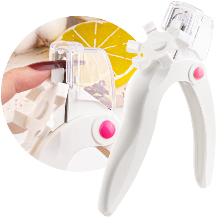 Violet Red Premium Adjustable Nail Clippers with Magnets Sizers for Acrylic Nails, Stainless Steel Nail Cutter Trimmer for Artificial Fake False Tips Manicure Sharp Blade Clip Tool for Salon Beauty