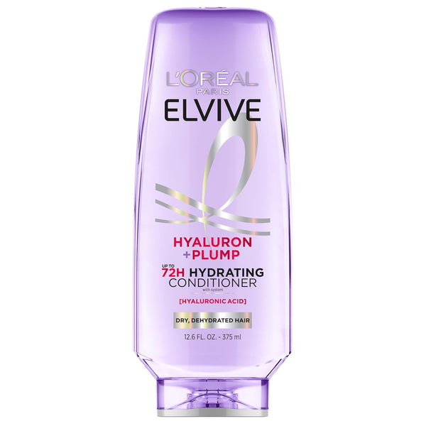 Elvive Hyaluron Plump Hydrating Conditioner for Dehydrated, Dry Hair Infused with Hyaluronic Acid Care Complex, Paraben-Free, 12.6 Fl Oz