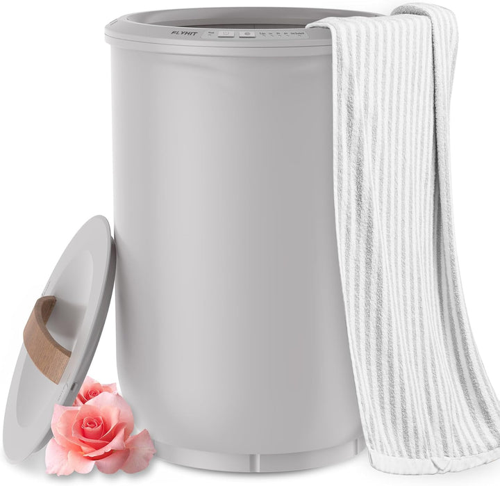 Large Towel Warmer for Bathroom - Heated Towel Warmers Bucket, Wood Handle, Auto Shut Off, Fits up to Two 40"X70" Oversized Towels, Bathrobes, Blankets, Best Ideal for Mother'S Gifts