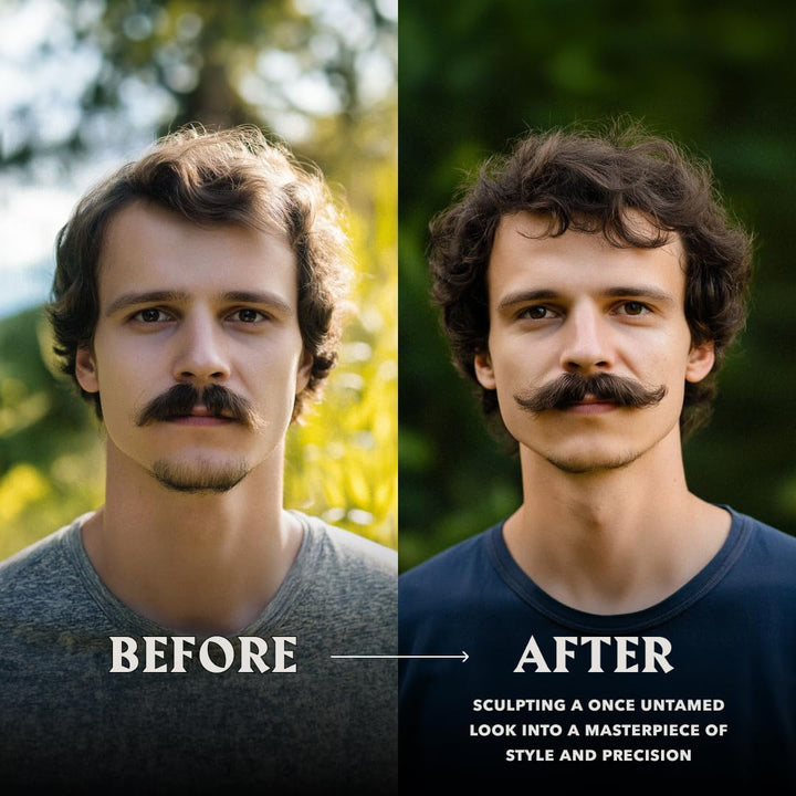 Mustache Wax Kit & Comb Set - 2 Oz, Medium/Strong Hold, Sandalwood Scent - Grooming Kit for Men with Pocket Mustache Comb & Beard Wax Alternative, Non-Greasy Styling