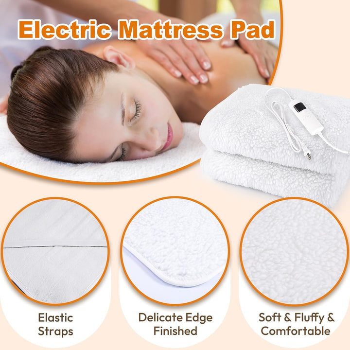 Massage Table Heating Pads Heated Massage Table Warmer 9 Heat Settings Professional SPA Bed Warmer (71" X 30"), Digital Heat Control Pad Electric Heating Pad, W/Overheat Protection White