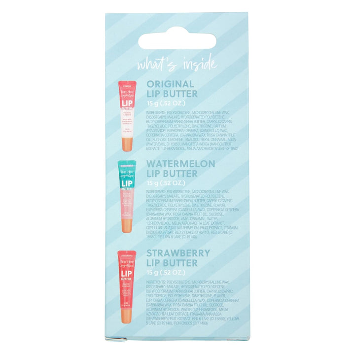 Sugarlips Lip Butter Trio Bundle, Original, Watermelon & Strawberry Lip Butter, Lock in Moisture & Nourish Skin for Full, Hydrated Lips, 0.52 Fl Oz Each