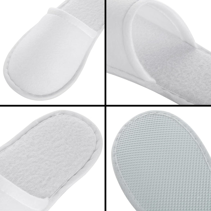 Disposable Slippers for Guests - Men'S US 10/Women'S US 11 Medium - White Closed-Toe Cotton EVA Slip-Resistant Sole - Individually Wrapped Spa & Hotel House Slippers Bulk 24 Pairs